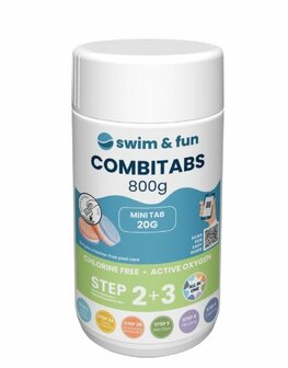 Swim &amp; Fun CombiTabs Chloorvrij 20g 800g &ndash; Actieve Zuurstof Zwembadtabletten
