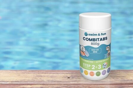 Swim &amp; Fun CombiTabs Chloorvrij 20g 800g &ndash; Actieve Zuurstof Zwembadtabletten