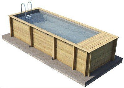 Smal houten inbouwzwembad 